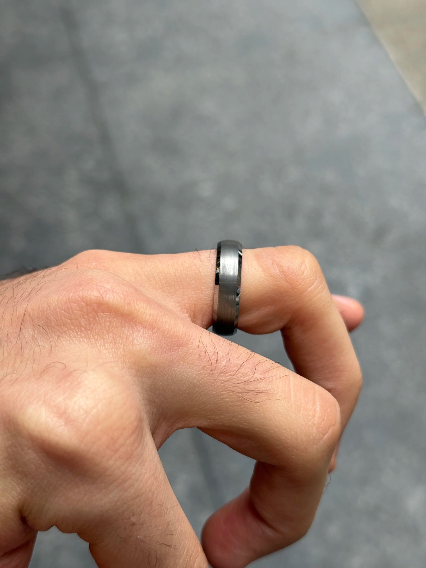 Men's Matte Finish Center and Polish Outside Wedding Band