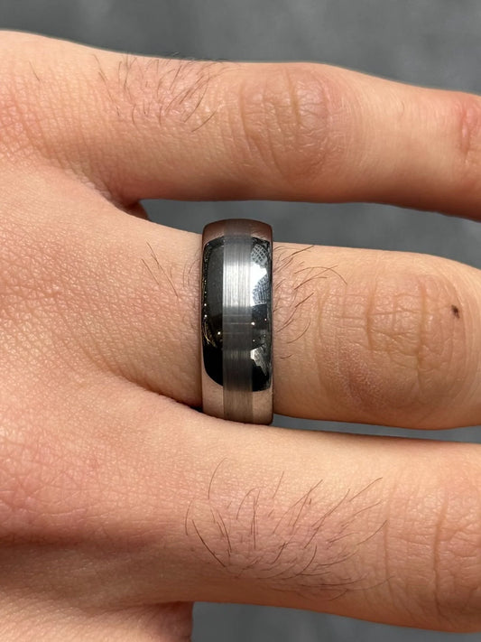 Men's Wide Matte and Polish Finish Wedding Band