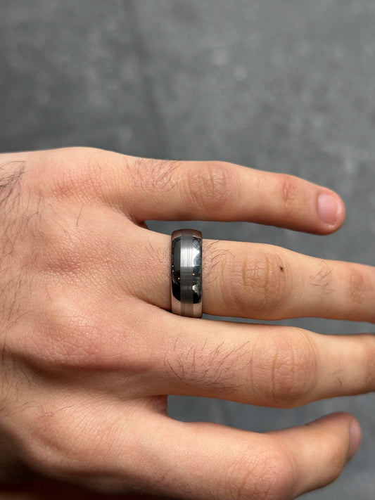 Men's Wide Matte and Polish Finish Wedding Band