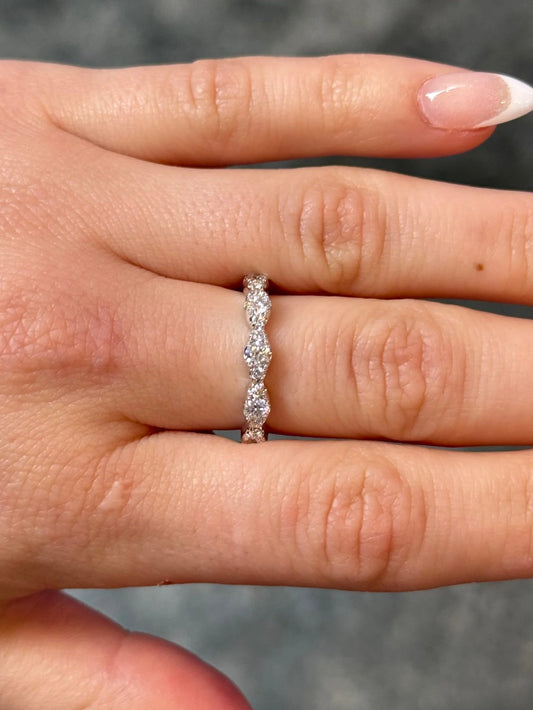 Ladies White Gold Diamond and Halo Cluster Ring