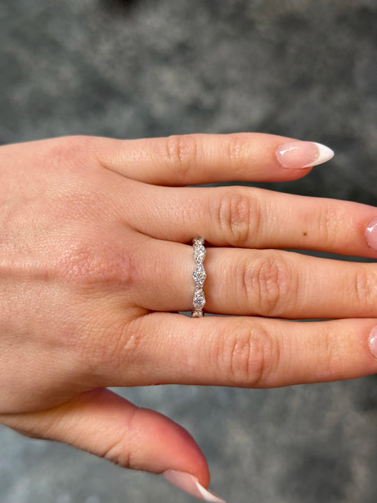 Ladies White Gold Diamond and Halo Cluster Ring