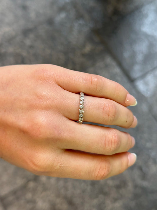 Ladies White Gold Curved Channel Set Diamond Wedding Band