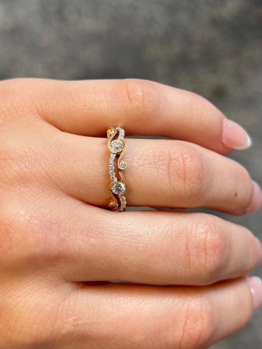 Ladies Rose and White Gold Diamond Wedding Band