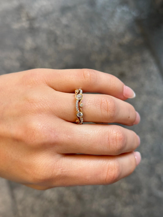 Ladies Rose and White Gold Diamond Wedding Band