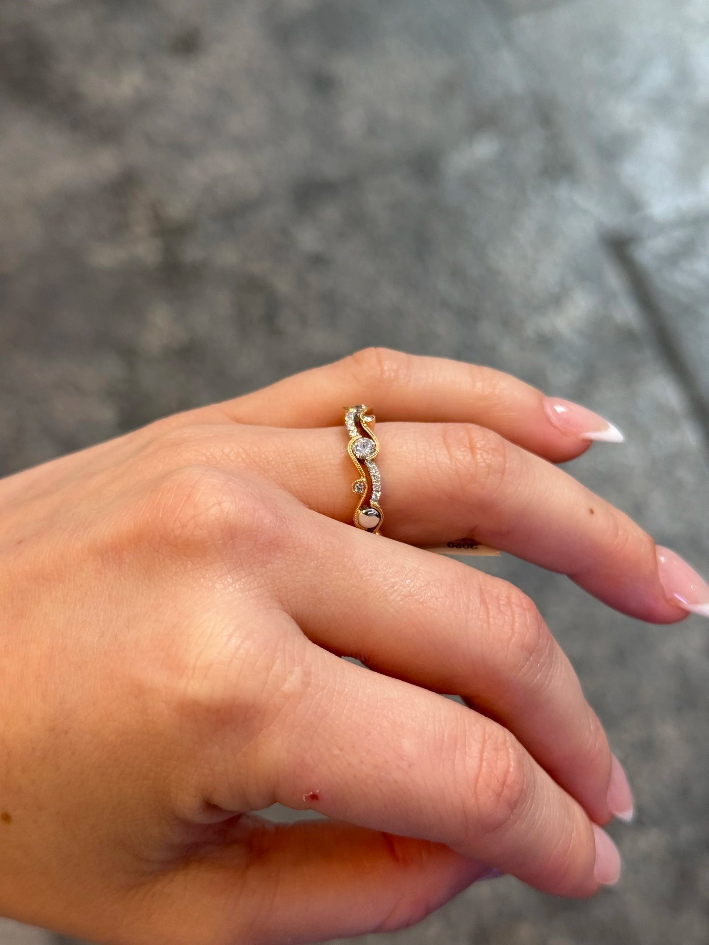 Ladies Rose and White Gold Diamond Wedding Band