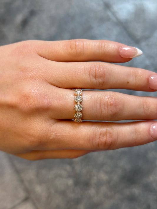 Ladies Rose Gold Cluster Halo Diamond Ring