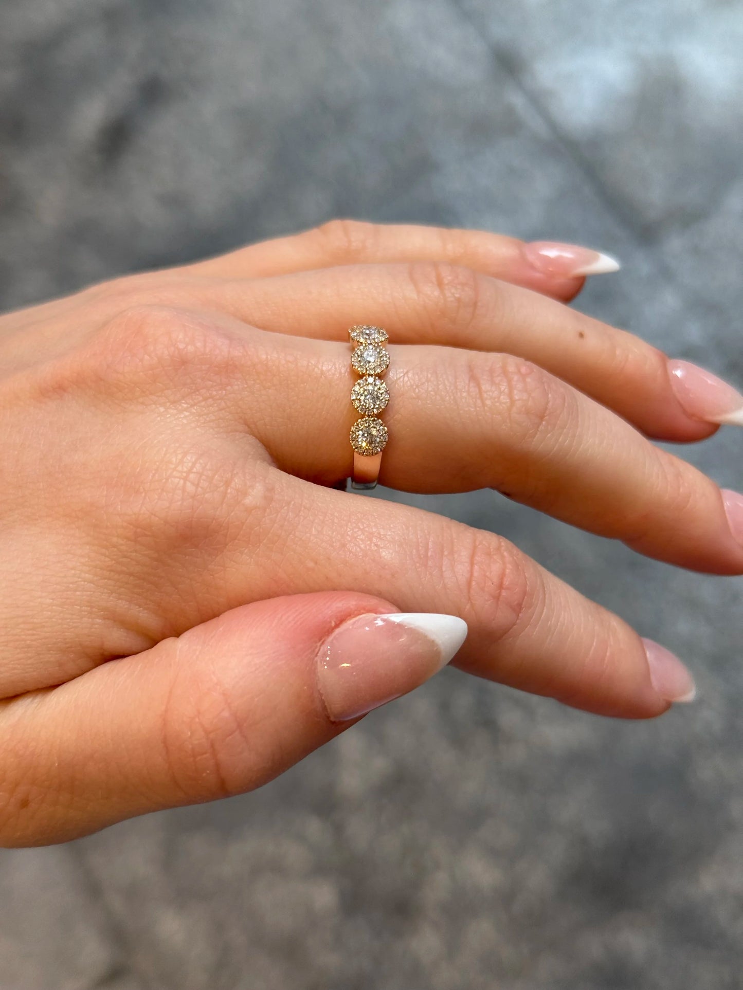 Ladies Rose Gold Cluster Halo Diamond Ring