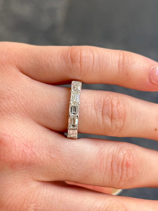 Ladies East to West Emerald Wedding Band