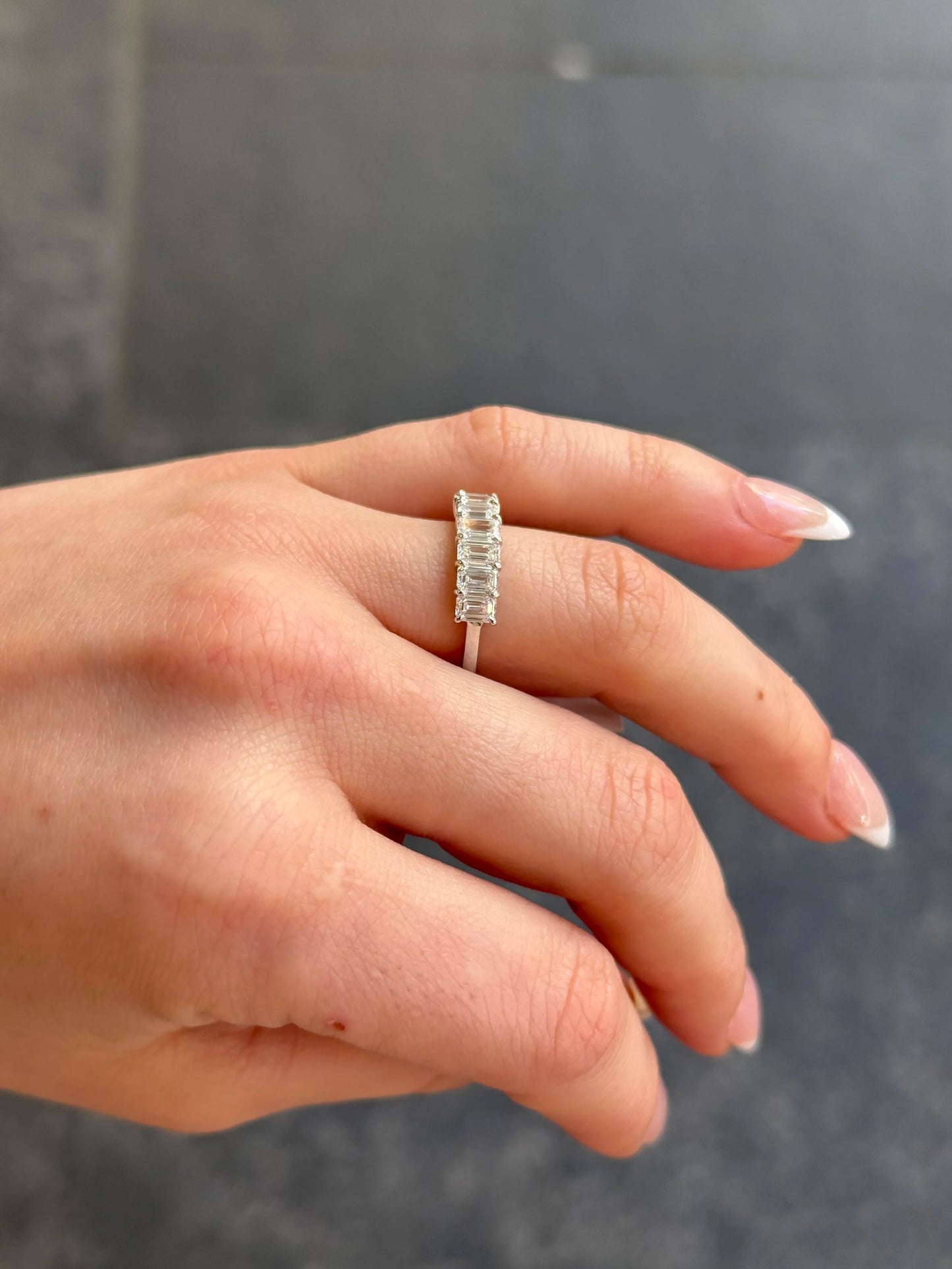 Ladies Emerald Wedding Band