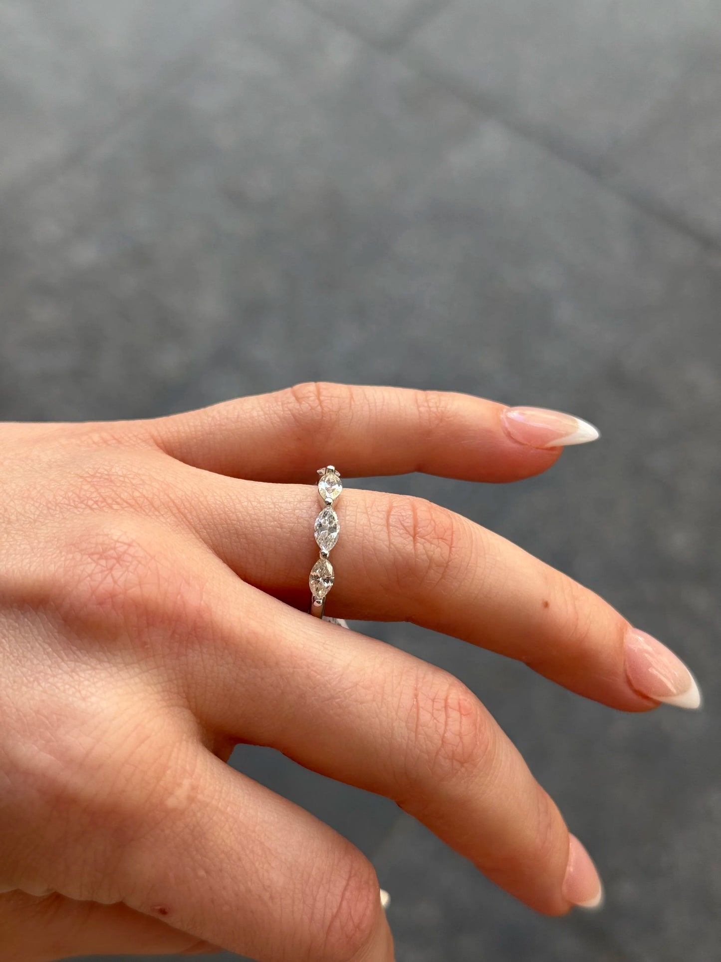 Ladies Five Stone East to West Marquise Wedding Band