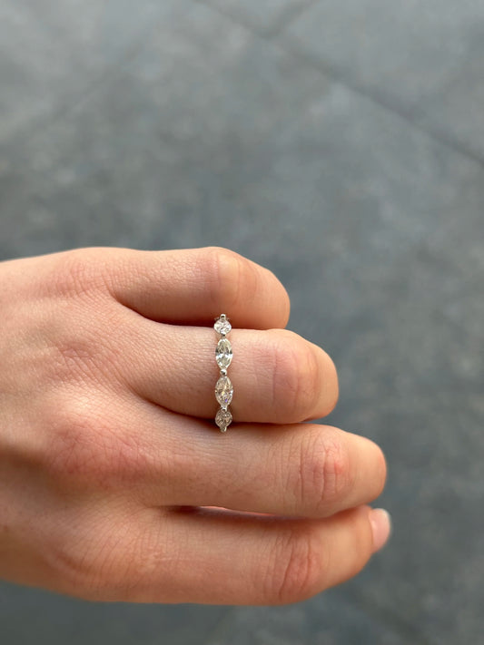 Ladies Five Stone East to West Marquise Wedding Band