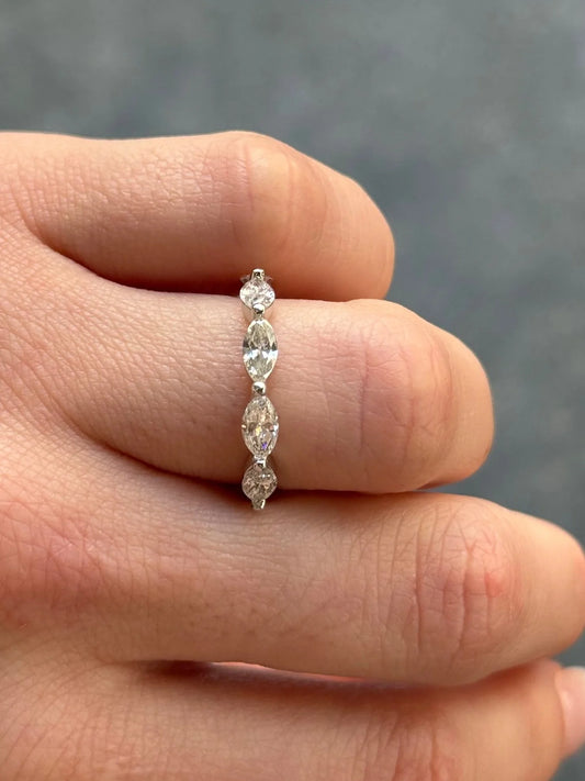 Ladies Five Stone East to West Marquise Wedding Band