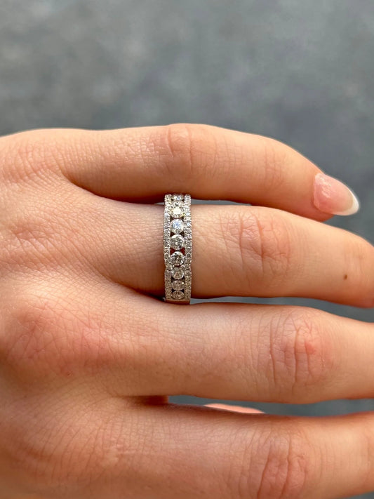 Ladies Three Row Spaced Out Diamond Wedding Band