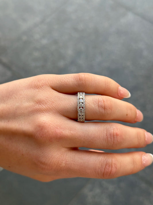 Ladies Three Row Spaced Out Diamond Wedding Band