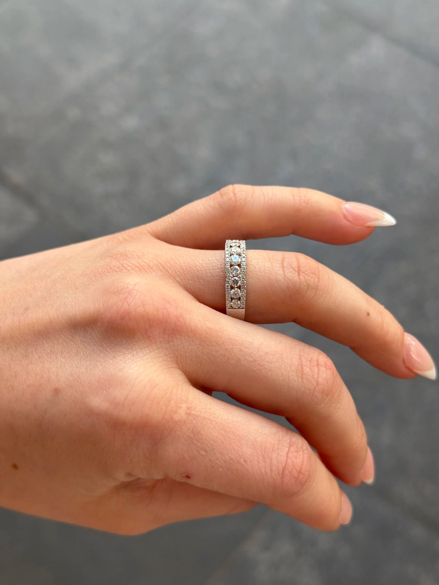 Ladies Three Row Spaced Out Diamond Wedding Band