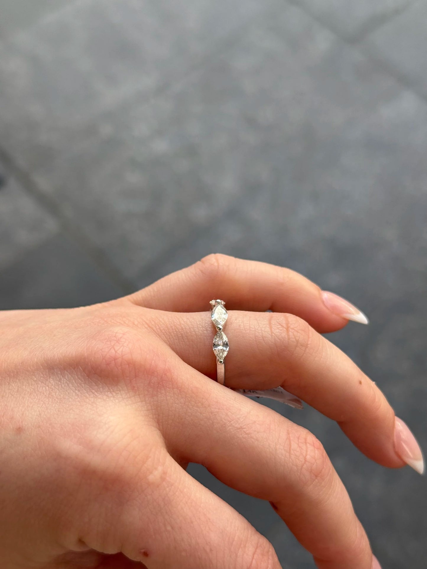 Ladies Four Stone East to West Marquise Wedding Band