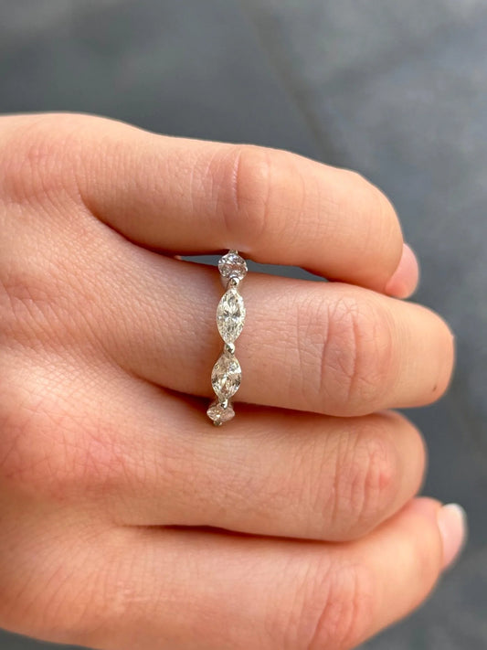 Ladies Four Stone East to West Marquise Wedding Band