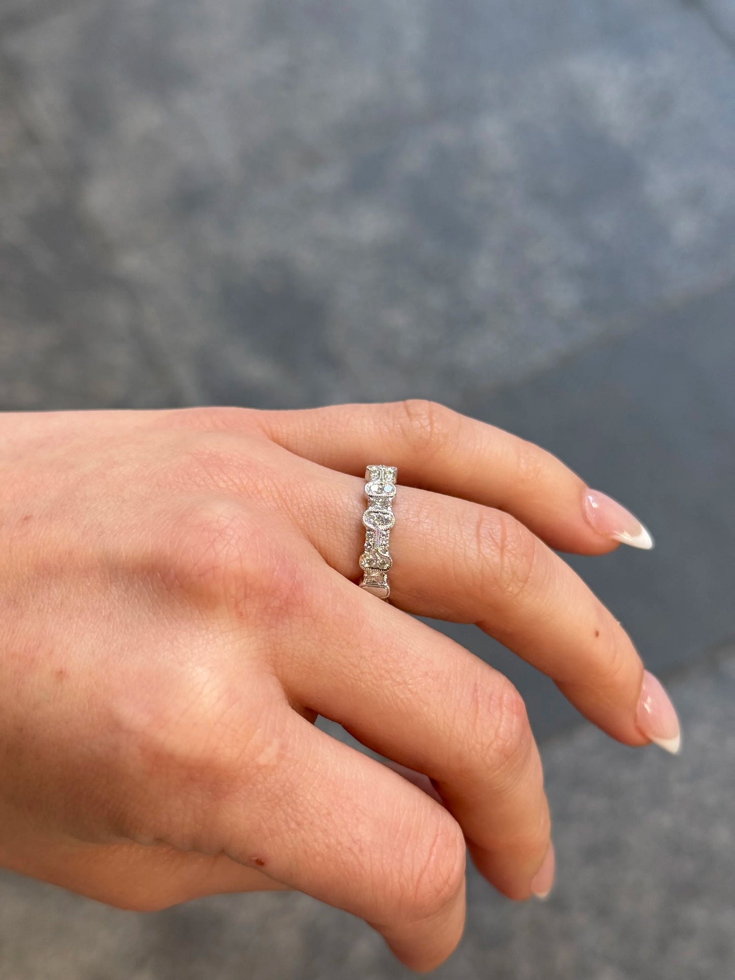 Ladies Milgrain and Diamond Wedding Band