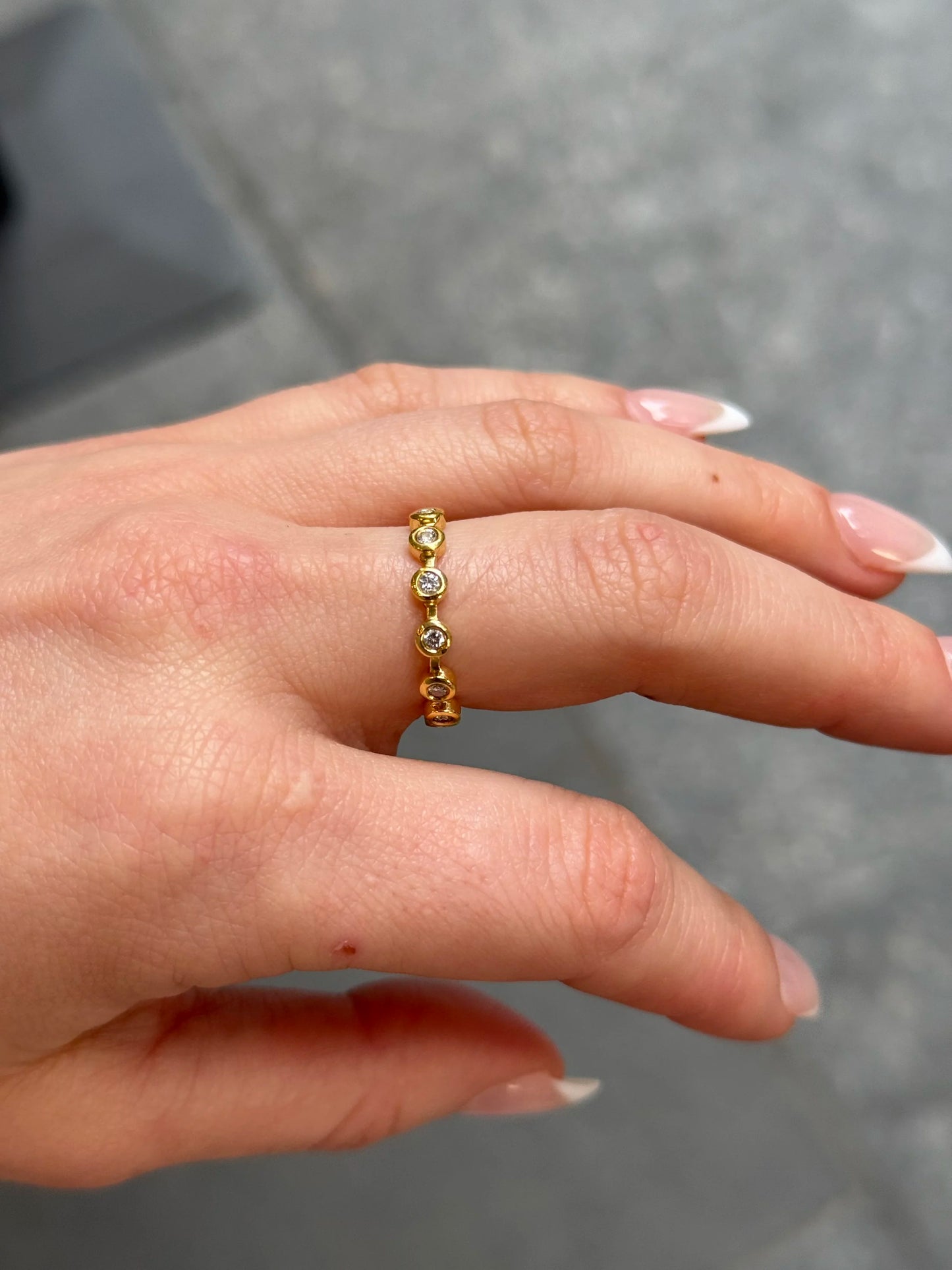 Ladies Yellow Gold Bezel Set Diamond Ring