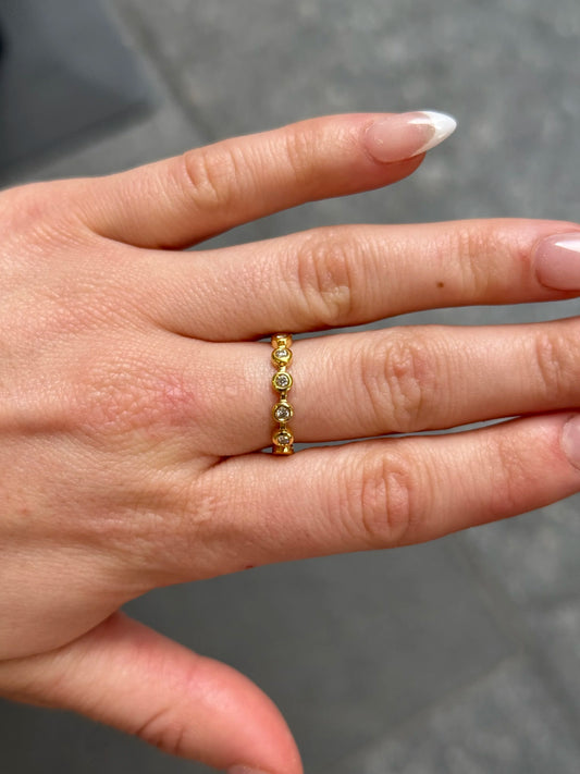 Ladies Yellow Gold Bezel Set Diamond Ring