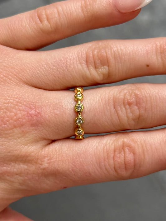 Ladies Yellow Gold Bezel Set Diamond Ring