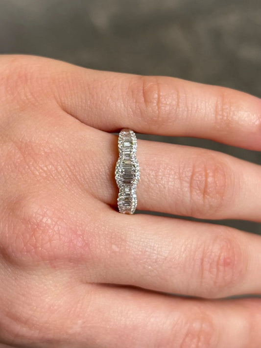 Ladies Round and Baguette Diamond Wedding Band