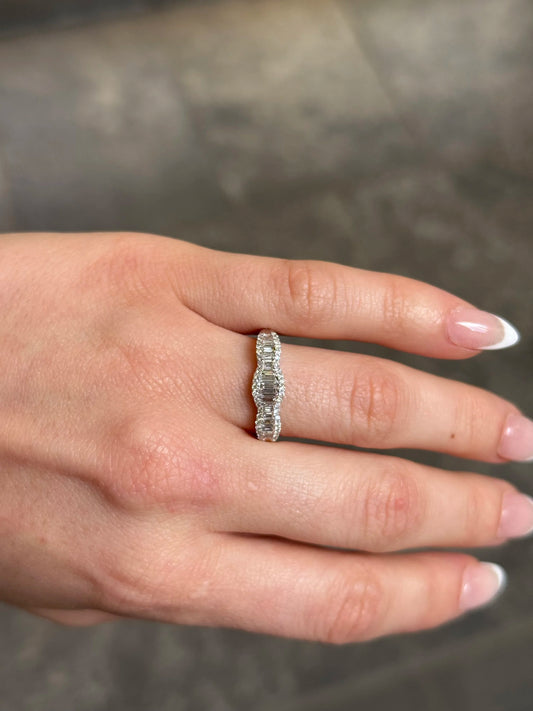 Ladies Round and Baguette Diamond Wedding Band