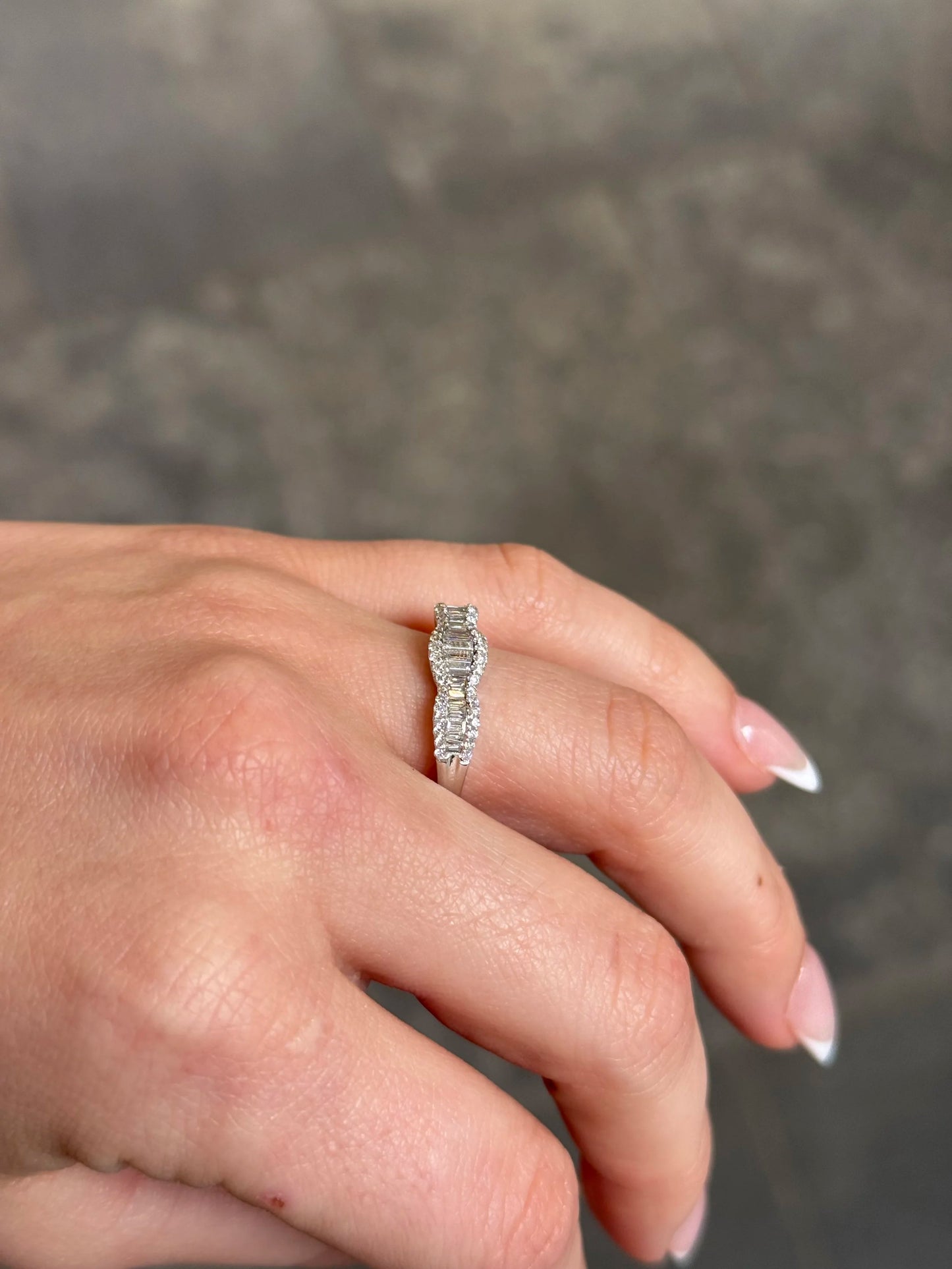 Ladies Round and Baguette Diamond Wedding Band