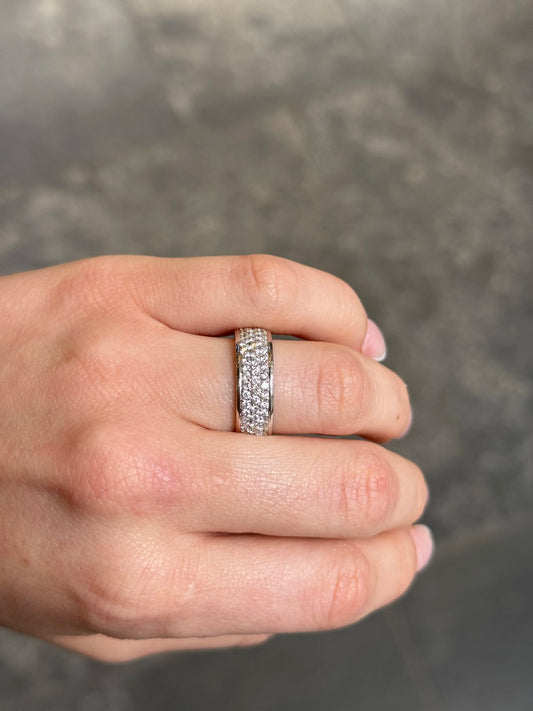 Ladies Three Row Pave Set Eternity Wedding Band