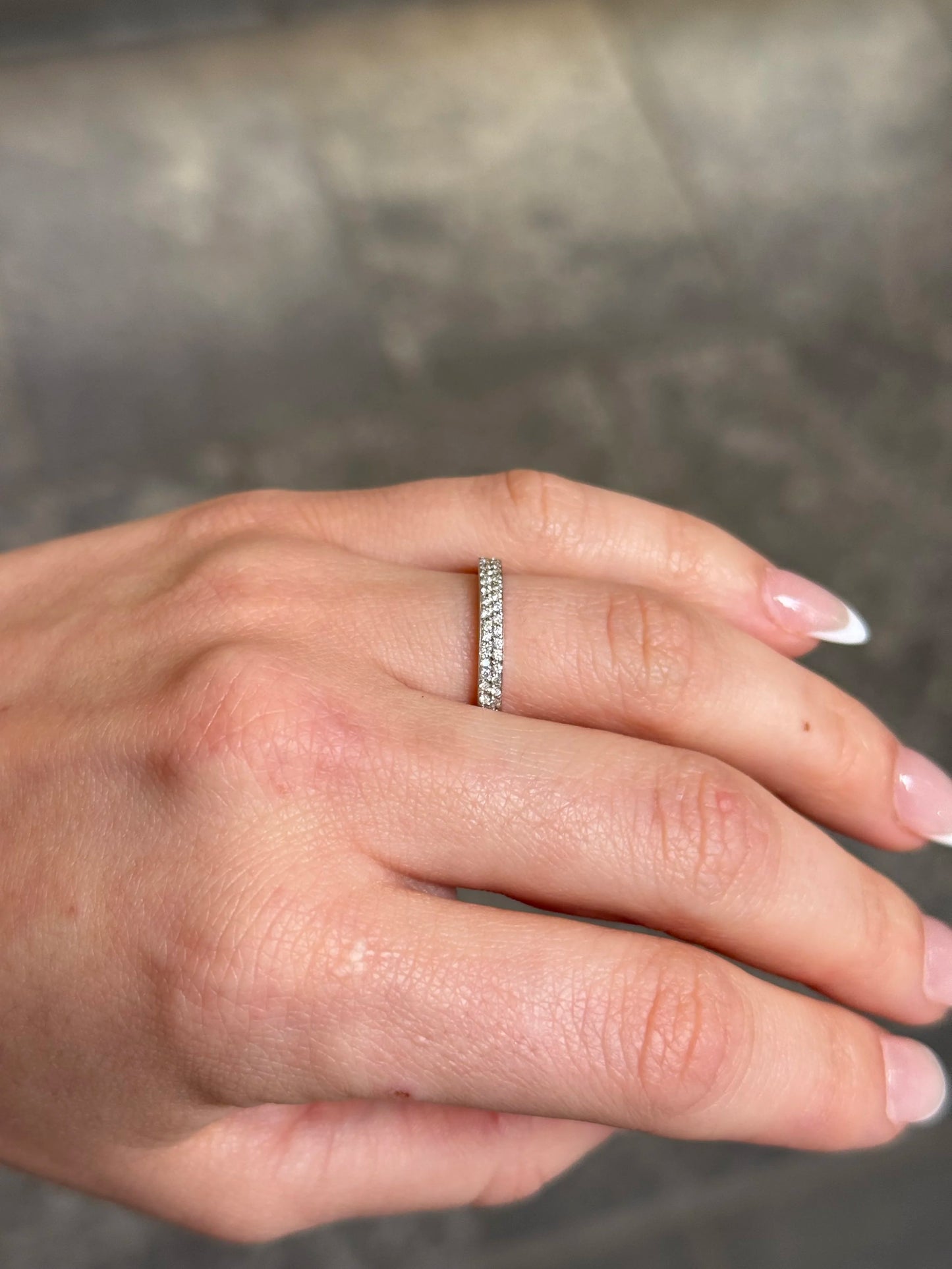 Ladies Two Row Pave Set Eternity Wedding Band