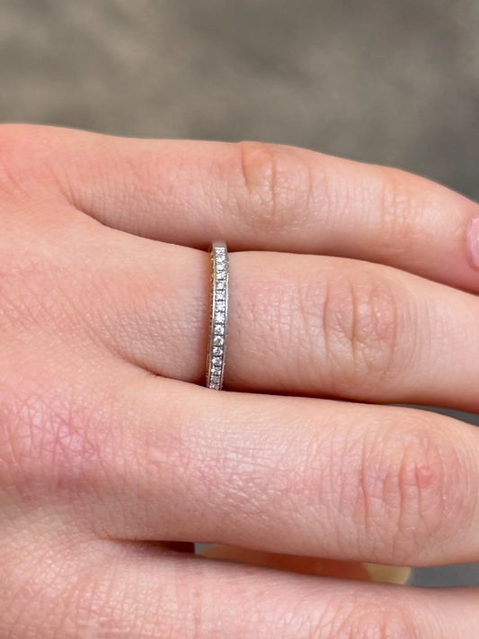 Ladies Three Sided Platinum Wedding Band