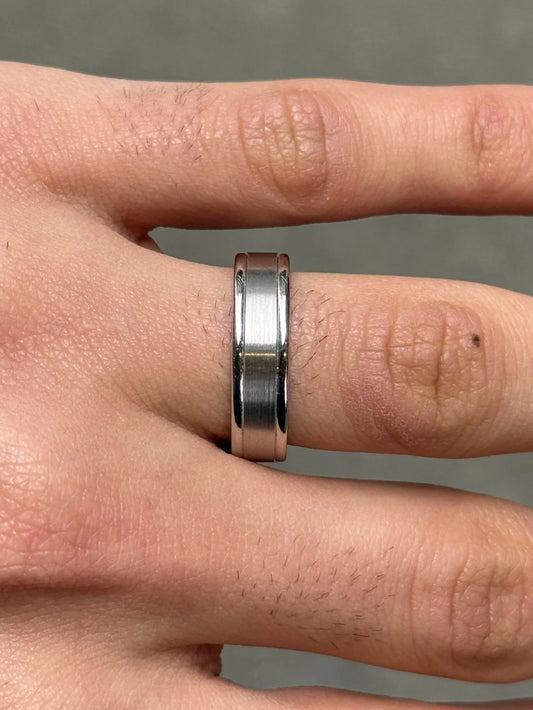 Men's Flat Matte and Polish Finish Wedding Band