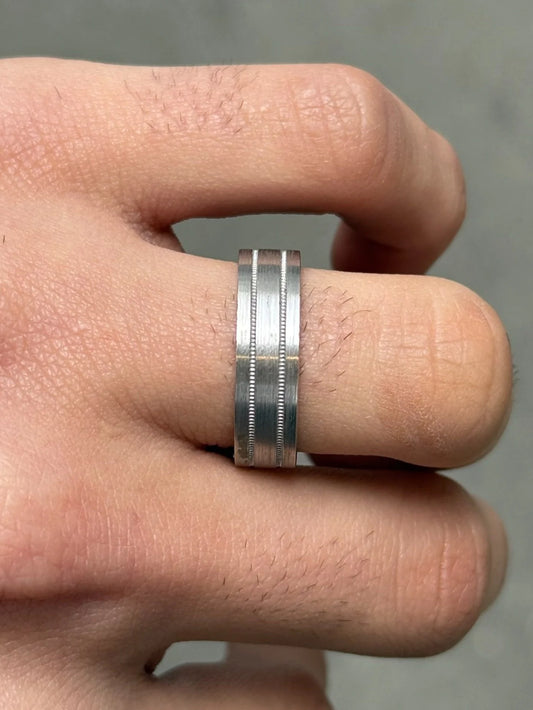 Men's Flat 2 Row Beveled Wedding Band