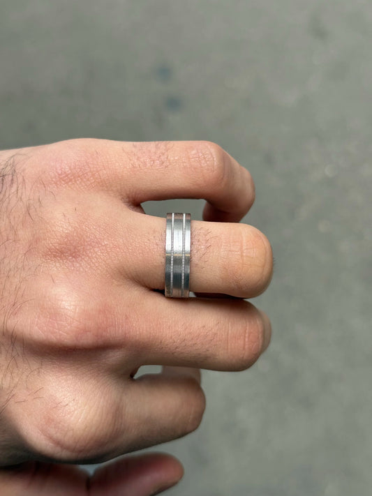 Men's Flat 2 Row Beveled Wedding Band