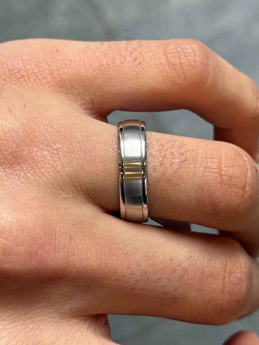 Men's Dome Matte and Polish Finish Wedding Band