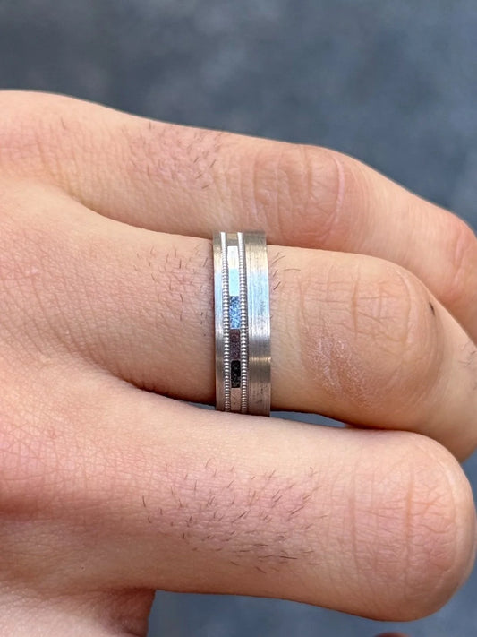 Men's Flat Beveled Matte Finish Wedding Band