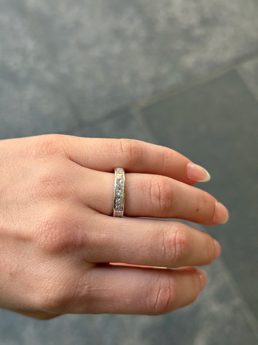 Ladies Princess Platinum Channel Set Wedding Band