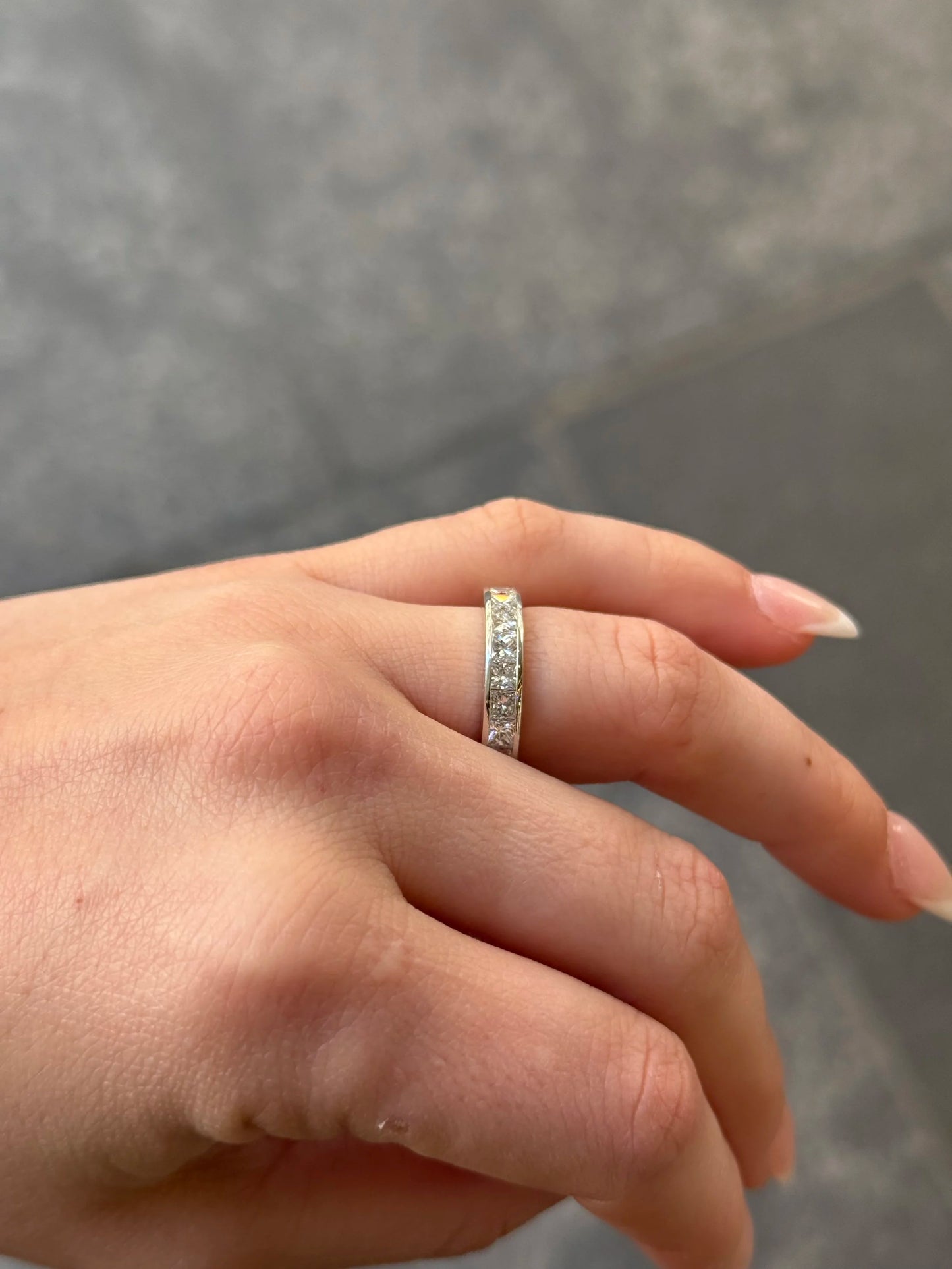 Ladies Princess Platinum Channel Set Wedding Band