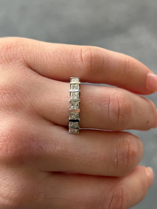 Ladies Nine Stone Princess Cut Wedding Band