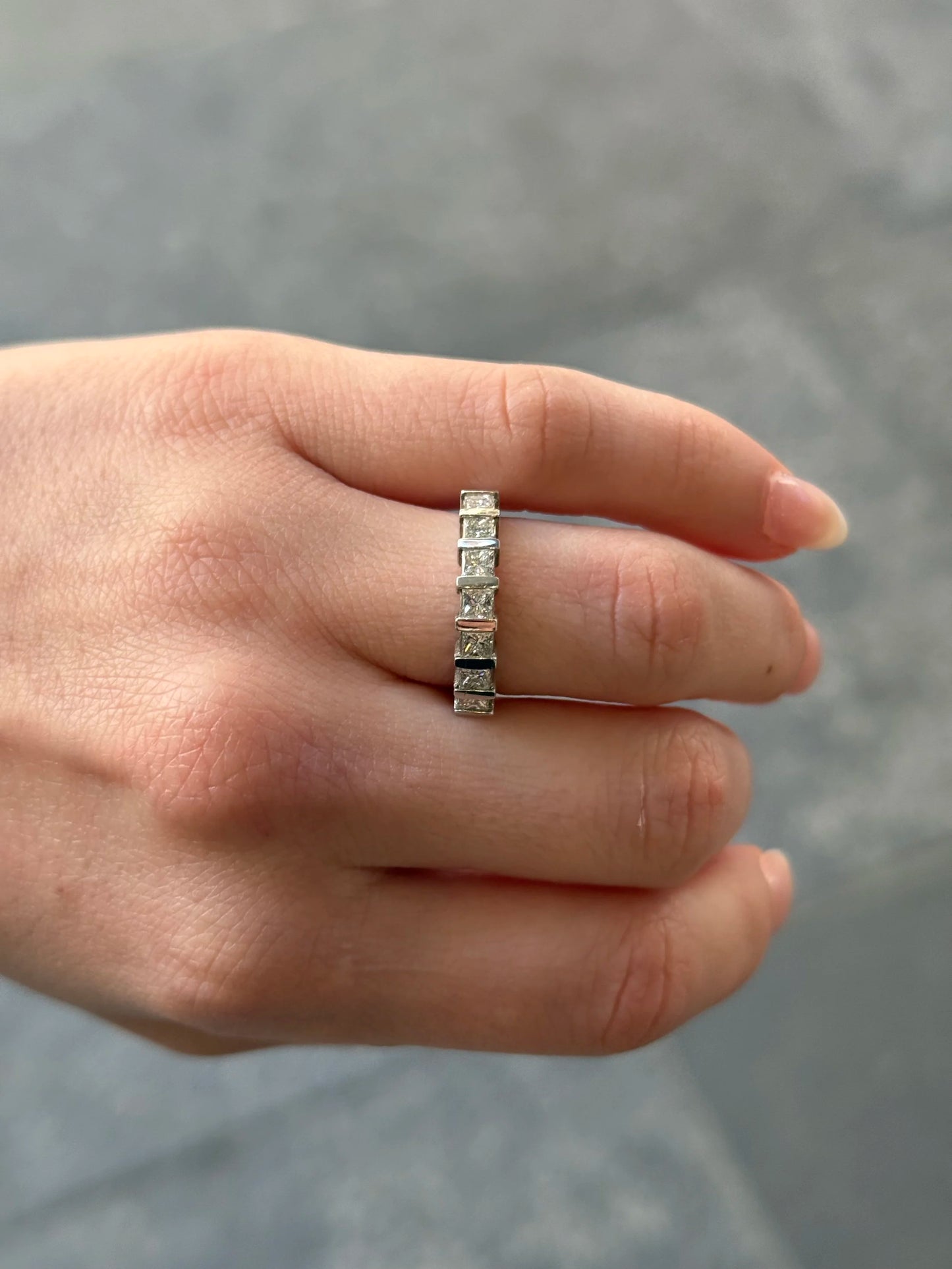 Ladies Nine Stone Princess Cut Wedding Band