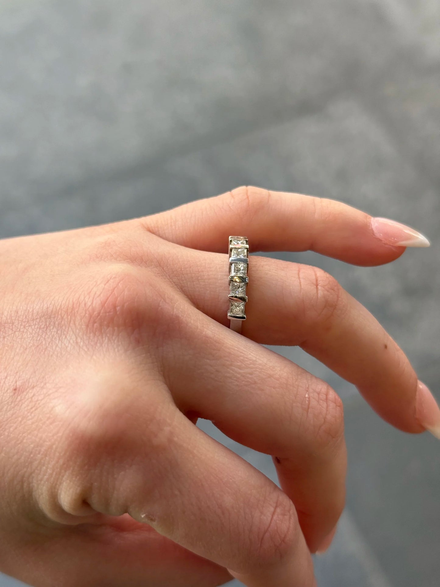 Ladies Nine Stone Princess Cut Wedding Band