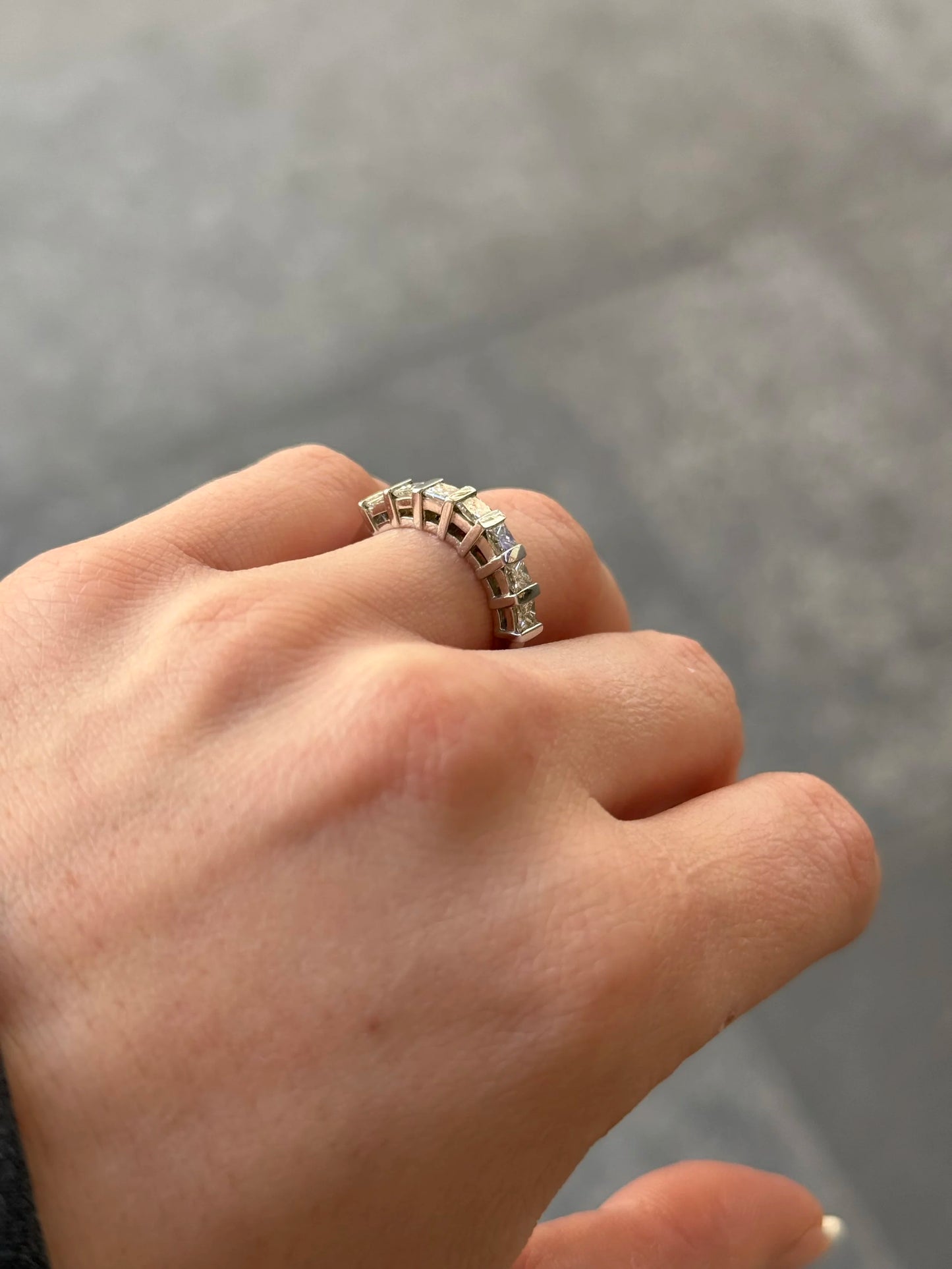 Ladies Nine Stone Princess Cut Wedding Band