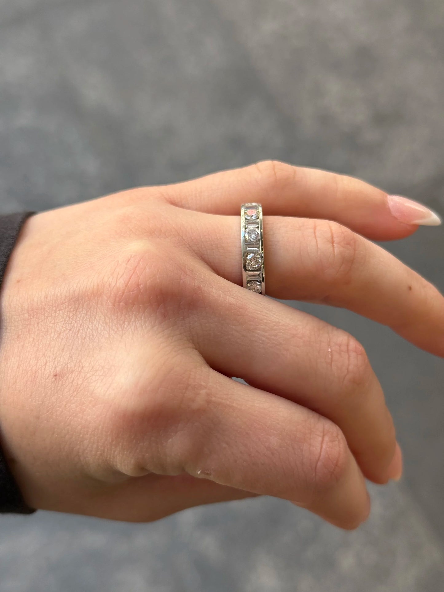 Ladies Round and Baguette Eternity Channel Set Wedding Band