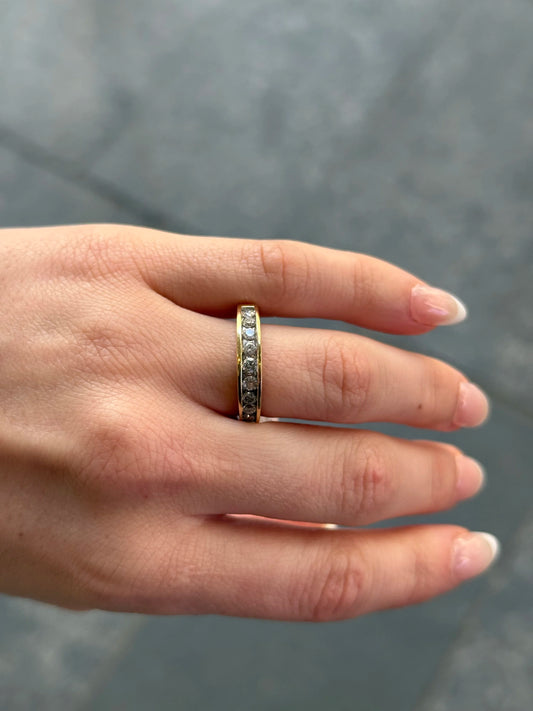 Ladies Yellow Gold and Diamond Channel Set Wedding Band