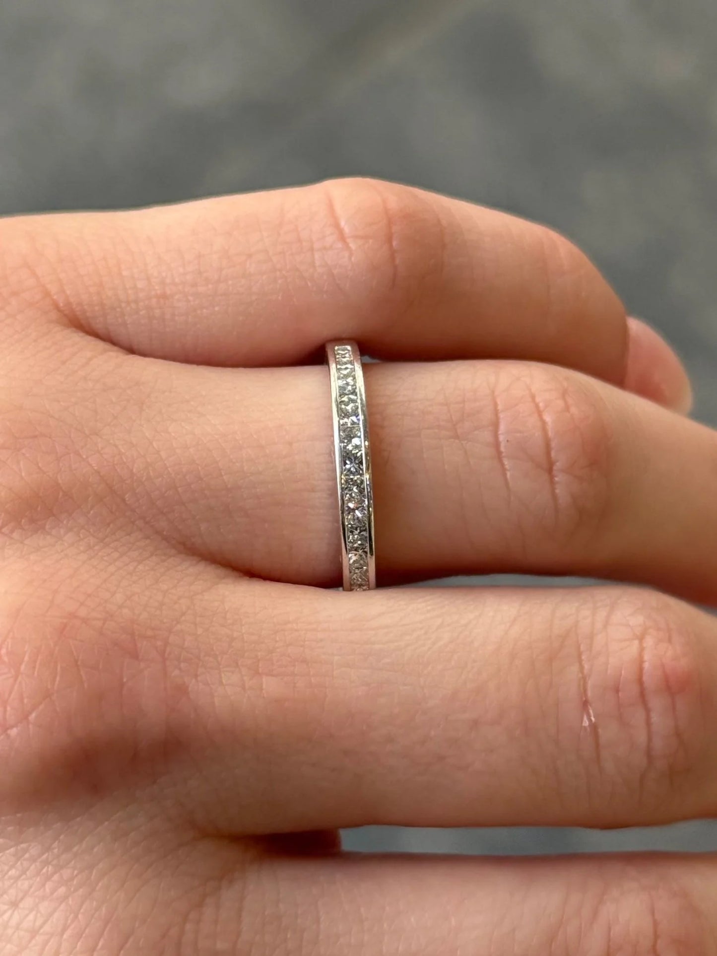 Ladies Platinum Princess Channel Set Wedding Band