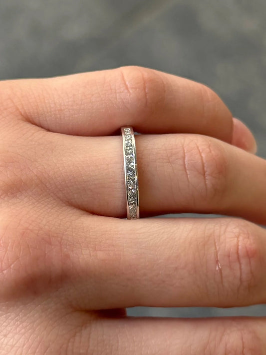 Ladies Platinum Princess Channel Set Wedding Band