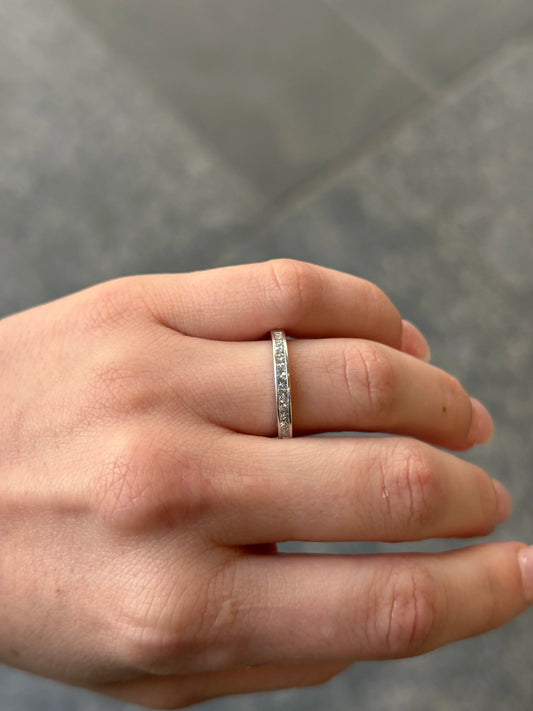 Ladies Platinum Princess Channel Set Wedding Band