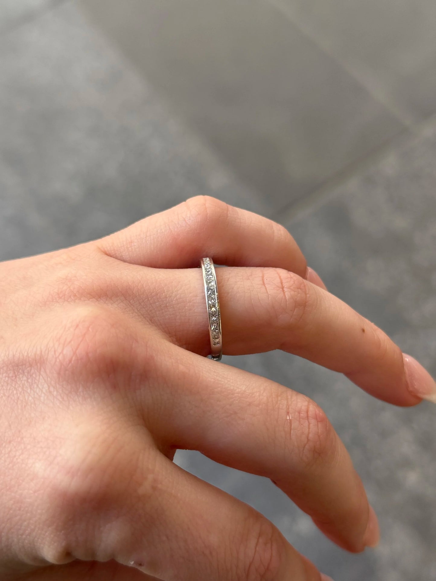 Ladies Platinum Princess Channel Set Wedding Band