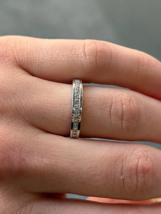 Ladies Princess Cut Channel Set Wedding Band