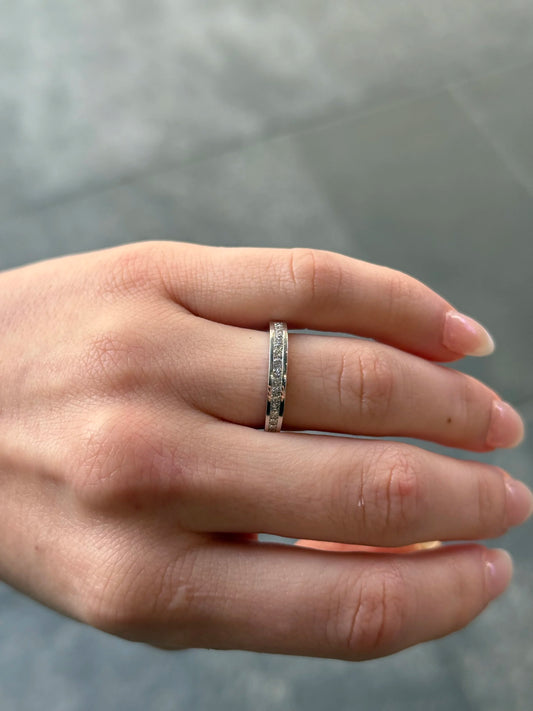 Ladies Princess Cut Channel Set Wedding Band